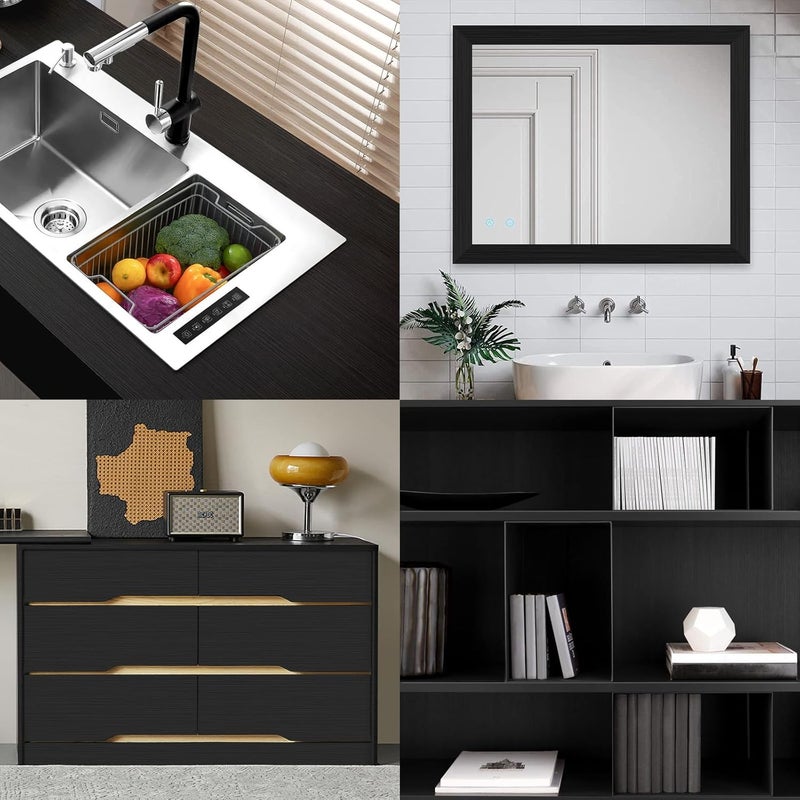Alened Black Mirror Frame Border Peel and Stick Wallpaper, Mirror Tape Border Trim Removable Waterproor Wall Decor, Self Adhesive Bathroom Sticker 3.14" x 393" - Image 5